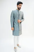 Ash Grey Embroidered Sherwani