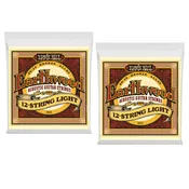 2 PACK Ernie Ball P02010 Earthwood 12-String Light 80/20 Bronze Acoustic Set, .009 – .046