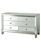6 Drawer Clear Mirror Cabinet With Crystal Pull Knobs &amp; Track Glide Drawers