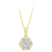10K Yellow Gold Diamond Cluster Pendant