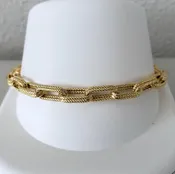 14K Textured Paperclip Link Bracelet