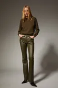 5 Pocket Micro Flare Leather Pant
