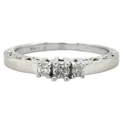 10k White Gold 1/10ctw Three-Stone Diamond Engagement Ring 2.0g Size 5