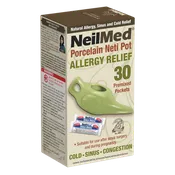 NasaFlo 8oz Porcelain Neti Pot with 30 Premixed Packets