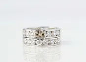 6 Prong Brilliant Shaped Channel Set Diamond Wedding Set | 18K White Gold