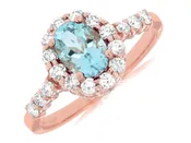 DIAMOND AND AQUAMARINE ROSE GOLD RING