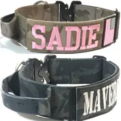 2-Inch Personalized Tactical Dog Collar for Large Breeds with Handle & Custom Name Patch