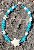 Blue Gulf Coast Sea Glass and Starfish Doggie Diffuser Necklace
