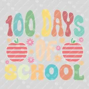 100 Days Of School Apples Floral Ready-to-Press DTF Transfer | SAT06956