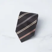 Black w/ Taupe & Grey Stripe Tie by Robert Jensen