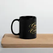 God is in Control Black & Gold Mug