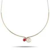 Calvin Klein Bubbly Champagne Gold PVD-Plated Stainless Steel Red Bead Necklace KJ9RJJ140200