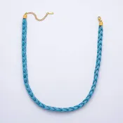 Blue Handmade Fabric Braided Bandana Necklace
