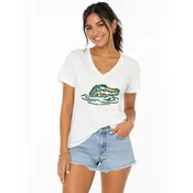 Florida Sequin White V-Neck Tee
