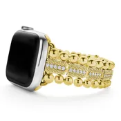 18K Gold Full Diamond Superfine Caviar Watch Bracelet | 38-42mm