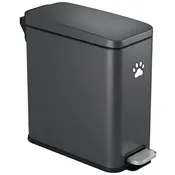 12 Liter / 3 Gallon SoftStep Matte Gray Stainless Steel Slim Step Pedal Pet Waste Receptacle with AbsorbX Odor Filter