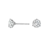 14K WG 1 ct. tw. Diamond Three Prong Solitaire Stud Earring