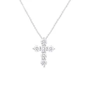 14K White Gold 1.50 Carat Diamond Cross Necklace