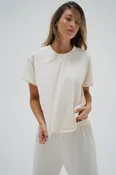 Ava Oversized Spandex Jersey Tee - Egret