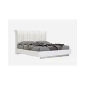 Ariana Bed with Upholstered Headboard, White, Queen