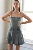 An acid washed denim romper - FP1134: INDIGO