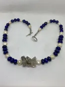 #27 Lapis Lazuli, Herkimer Diamond, and Pearl Necklace