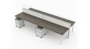 4 Person Open Low Benching Workstation with Modern Glass