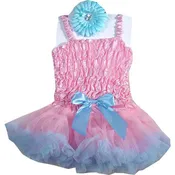 Baby Blue and Pink Pettiskirt Set  - 3 Pc Set