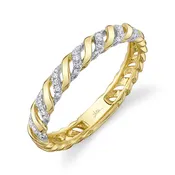 14K Gold 0.09 Carat Diamond Twist Wedding Band