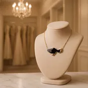 Abstract Onyx Pendant Necklace in Yellow Gold