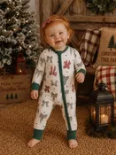 Country Christmas Bows Zip Jammies
