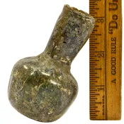 Ancient? FREE BLOWN GLASS FLASK 3.25" Bottle/Vessel ROMAN? c.100-300 AD? Patina!