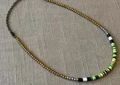 128 Colorful Heishi Necklace with Racing Stripe Ends