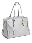Alexander McQueen Logo Leather Skull Top Handle Shopper Bag Grey