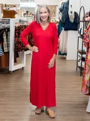 3/4 Sleeve Maxi Crimson Red by Lulu B
