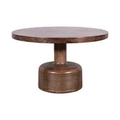 30 Inch Coffee Table, Round Top and Pedestal Base, Natural Brown Wood