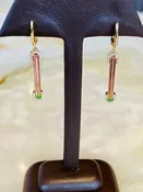 14KY BI-COLORED TOURMALINE AND DIAMOND EARRINGS