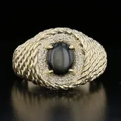 14K Gold Black Star Sapphire Ring