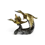 Capodimonte Dual Bird Figure Gold