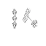 0.90ct White Gold Three Stone Lab Diamond Stud Earrings (75-3209NW)