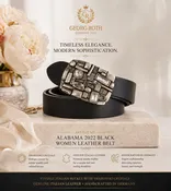 Alabama Black Women's Leather Belt (2022)