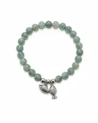 A Grade Medium Green Jade 6mm With 925 Silver Charm Bracelet