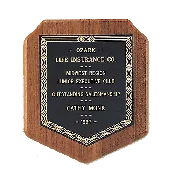 American Walnut Block Shield Plaque with a Black Brass Plate