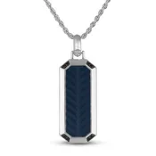 1933 by Esquire Men's Black Diamond Octagon Necklace Sterling Silver with Blue Ion-Plated Titanium 22"
