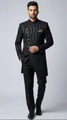 Black Striped Indo-Western Sherwani
