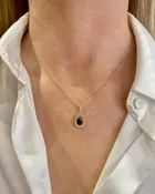 0.75 CT Pear Shaped Sapphire with 0.22 CTW Diamond Pendant