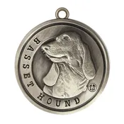 Basset Hound Dog Id Tag Antique Silver Finish