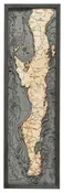 Baja Peninsula 3-D  Nautical Wood Chart, Narrow, 13.5" x 43"