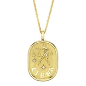 0.02CT DIAMOND ZODIAC LIBRA SCALE STAR MATTE CHOPIN CHAIN NECKLACE