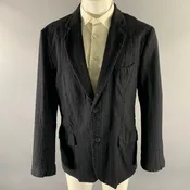 08SIRCUS Size 42 Navy Chalkstripe Textured Wool Notch Lapel Sport Coat